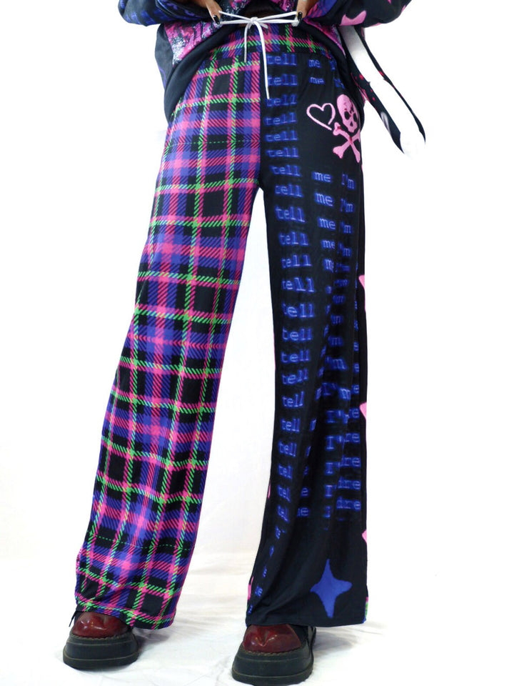 Y2K Pink Star Plaid Wide Leg Pants