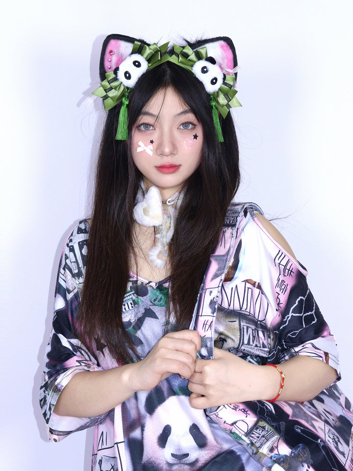 Panda Bow Cat Ear Headband