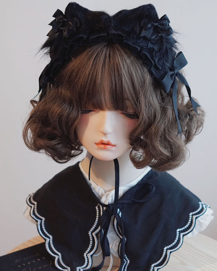 Black Bow Lace Cat Ear Headband