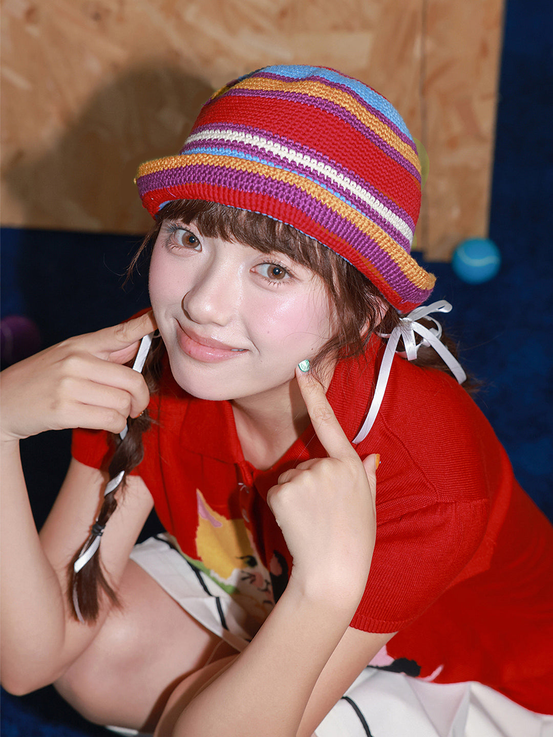 Multicolor Striped Crochet Bucket Hat