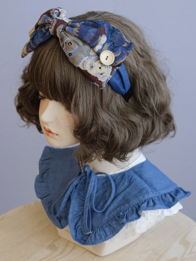 Bear Denim Large Bow Headband