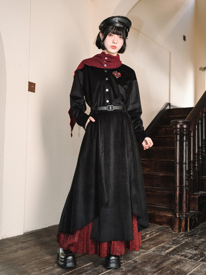 Chinese-style Black and Red Autumn/Winter Skirt