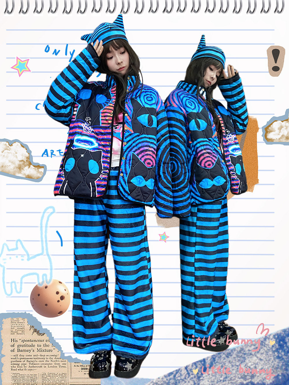 Blue Striped Loose Pants