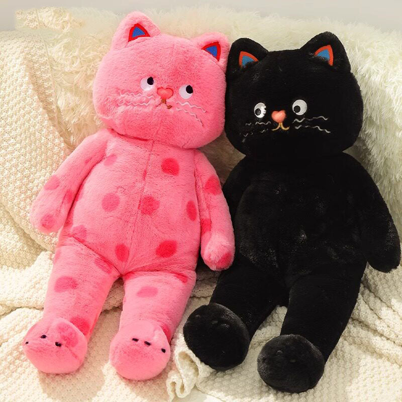 Pink Polka Dot Cat Plush Toy