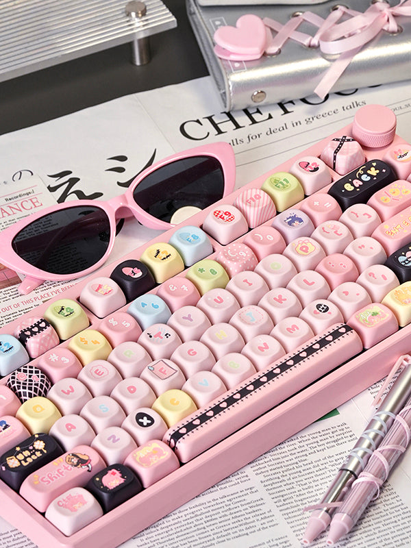 Cute Pink & Pastel Keycaps Set for Mechanical Keyboard