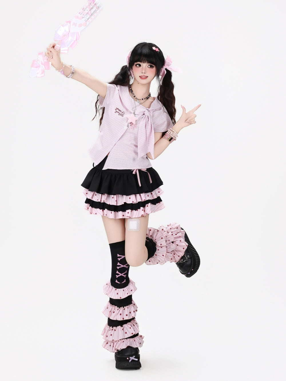 Pastel Plaid Sailor Bow Shirt