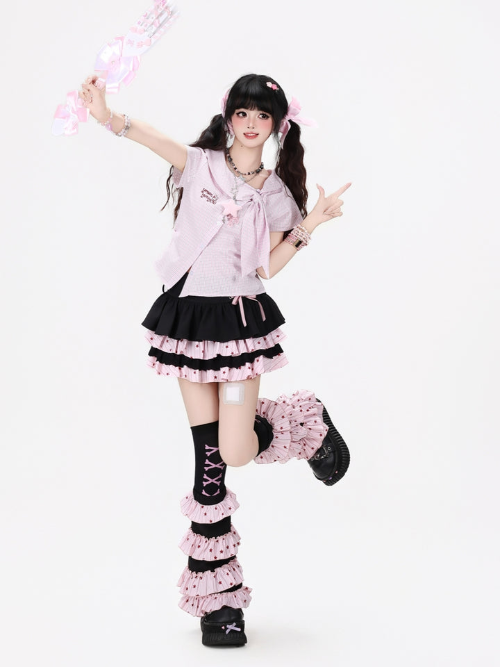 Pastel Plaid Sailor Bow Shirt