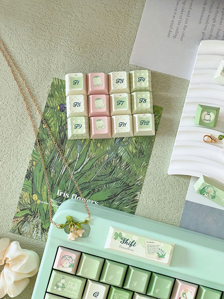 Lily of the Valley Keycaps Set – 131 Keys, OEM Profile, Compatible with Mechanical Keyboards