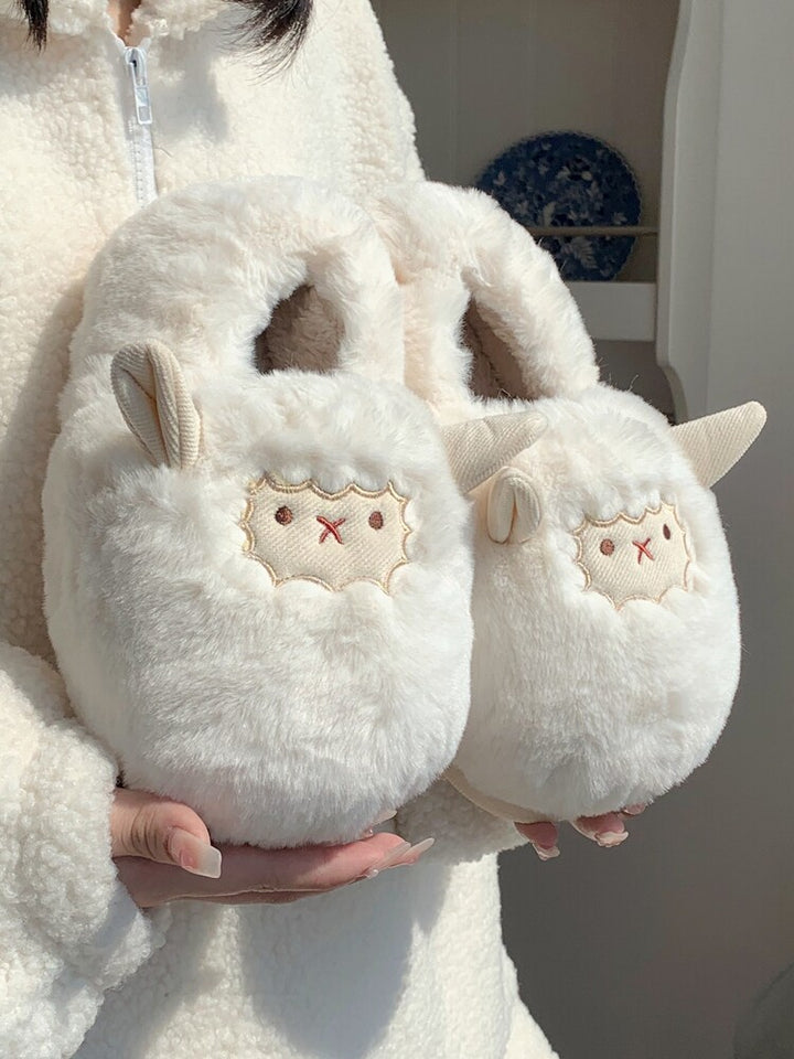 Lovely Sheep Plush Slippers