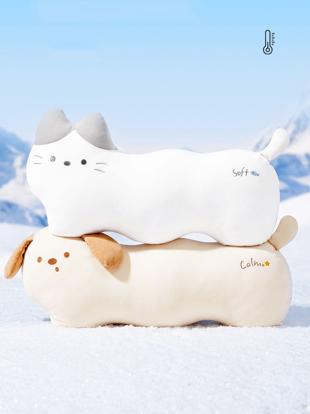 Long Cat and Puppy Plush Pillow