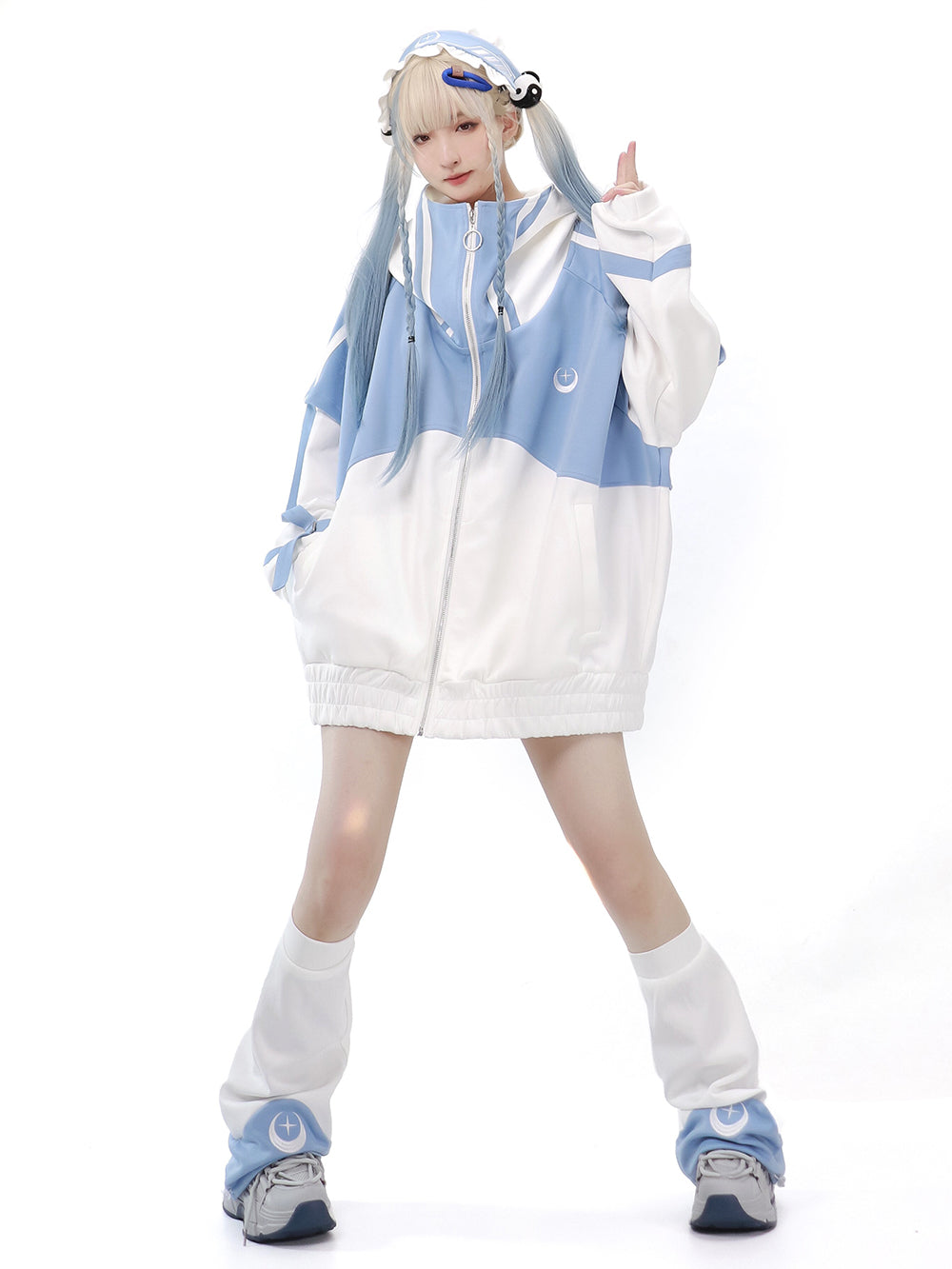Starwave Signal Cyber Y2K Hooded Jacket Shorts Leg Warmers Headband