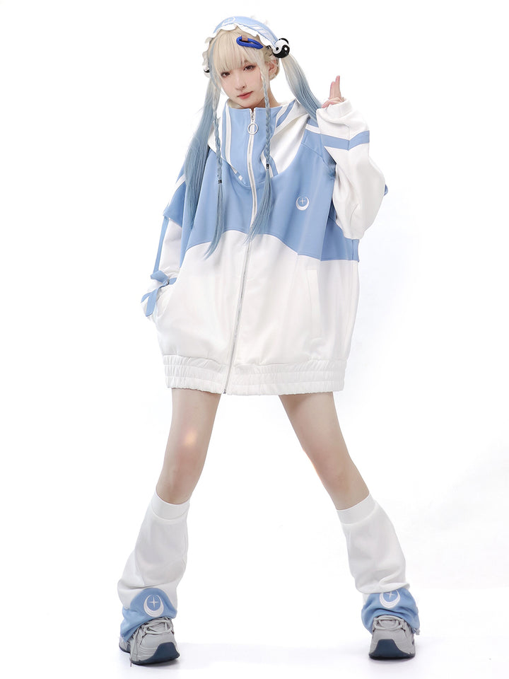 Starwave Signal Cyber Y2K Hooded Jacket Shorts Leg Warmers Headband