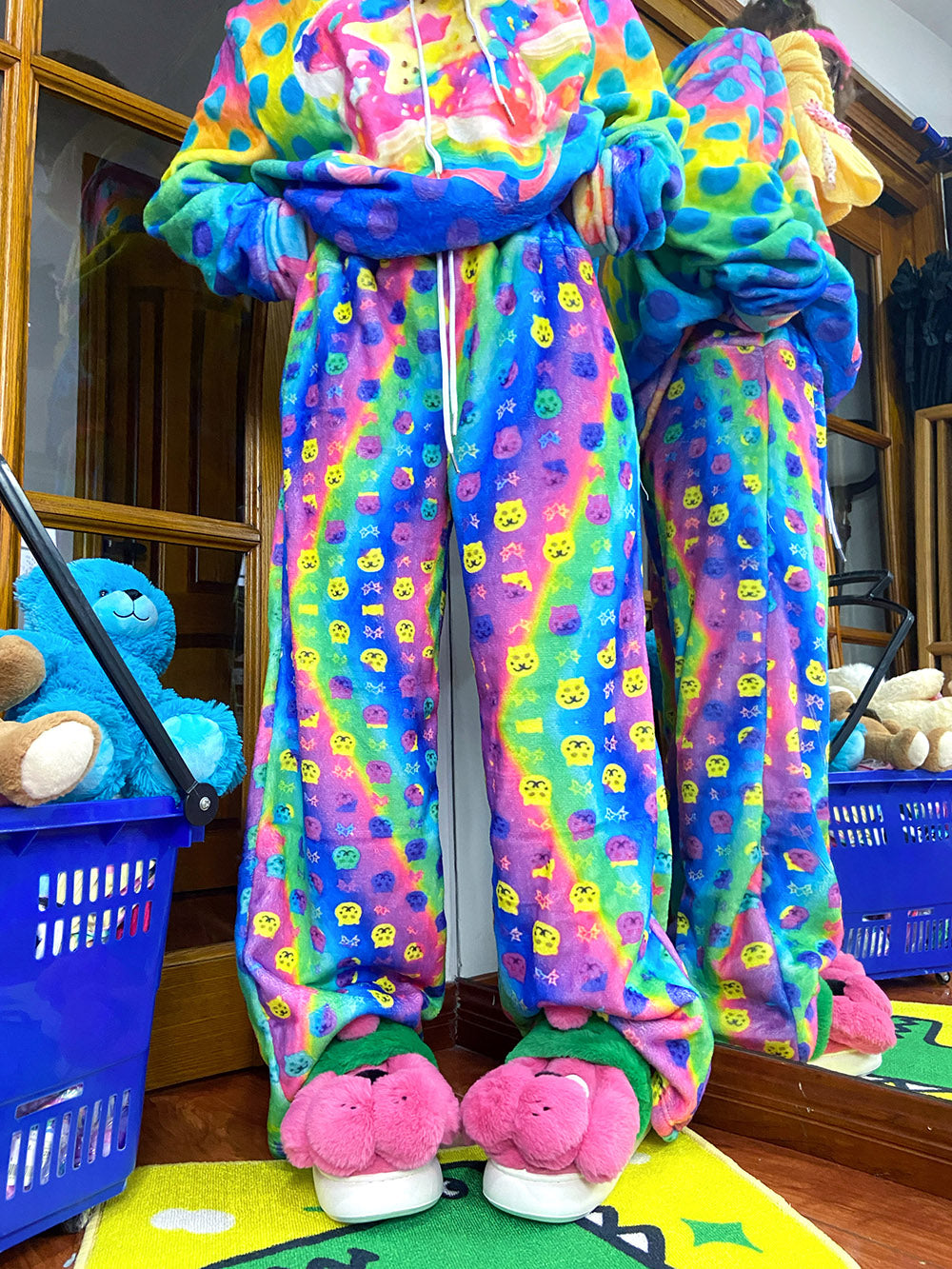 Rainbow Cat Star Plush Lounge Pants