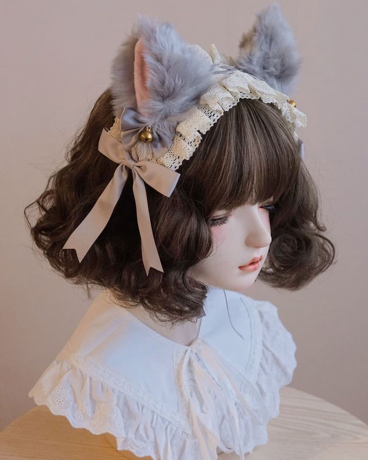 Gray Fox Ear Cat Ear Headband