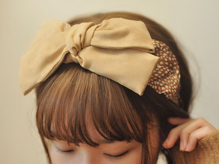 Deer Pattern Bow Wool Headband