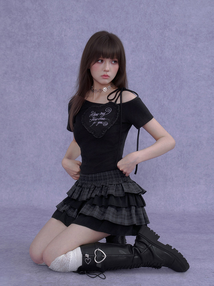 Tiered Plaid Ruffle Mini Skirt Skort