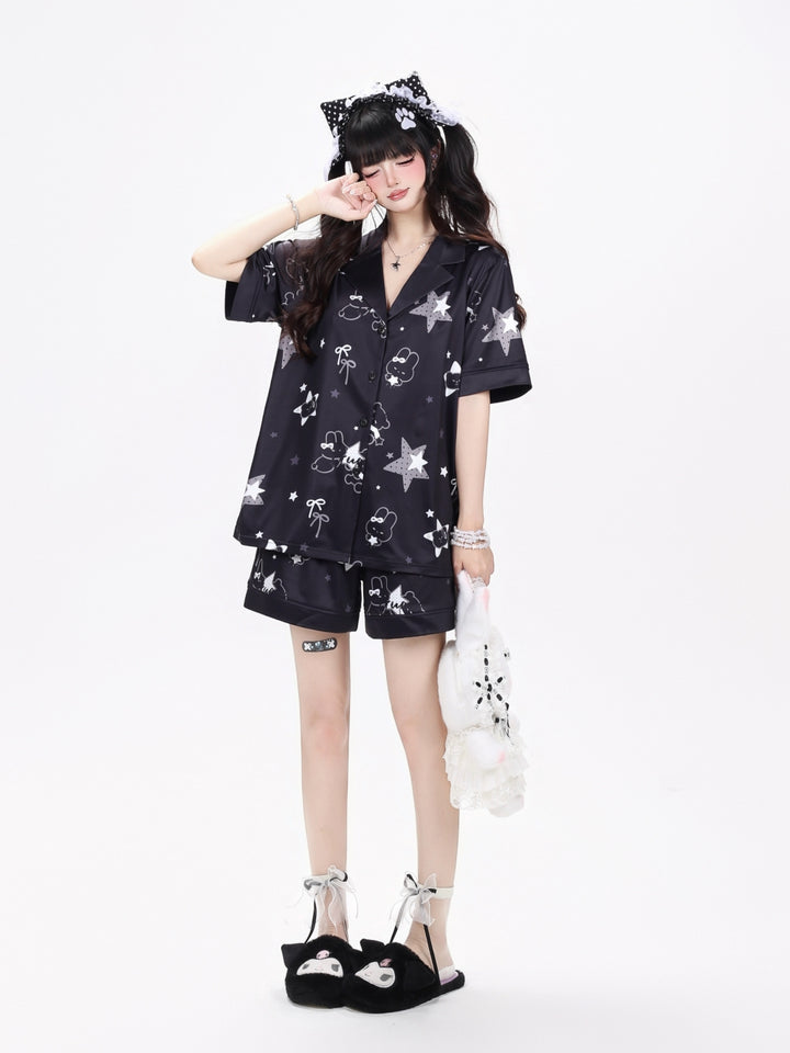 Star Bunny Print Pajama Set