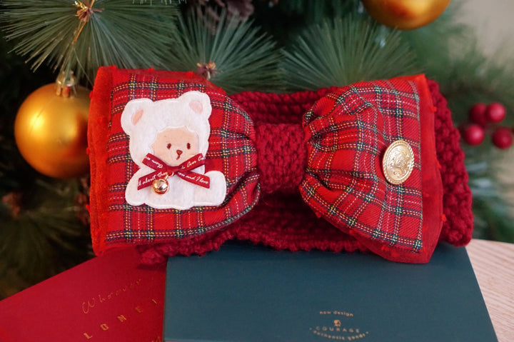 Bear Christmas Bow Headband