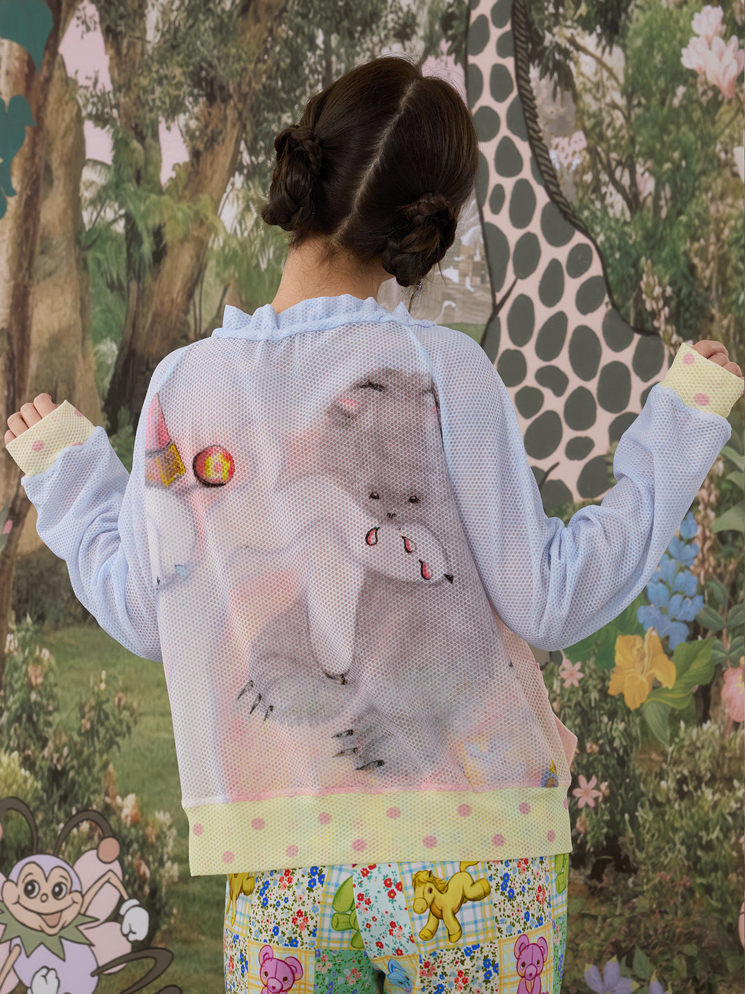 Cute Bunny Mesh Zip-Up Jacket