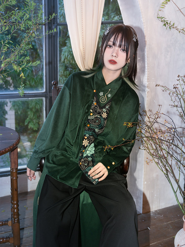 Chinese-style Embroidered Green Top