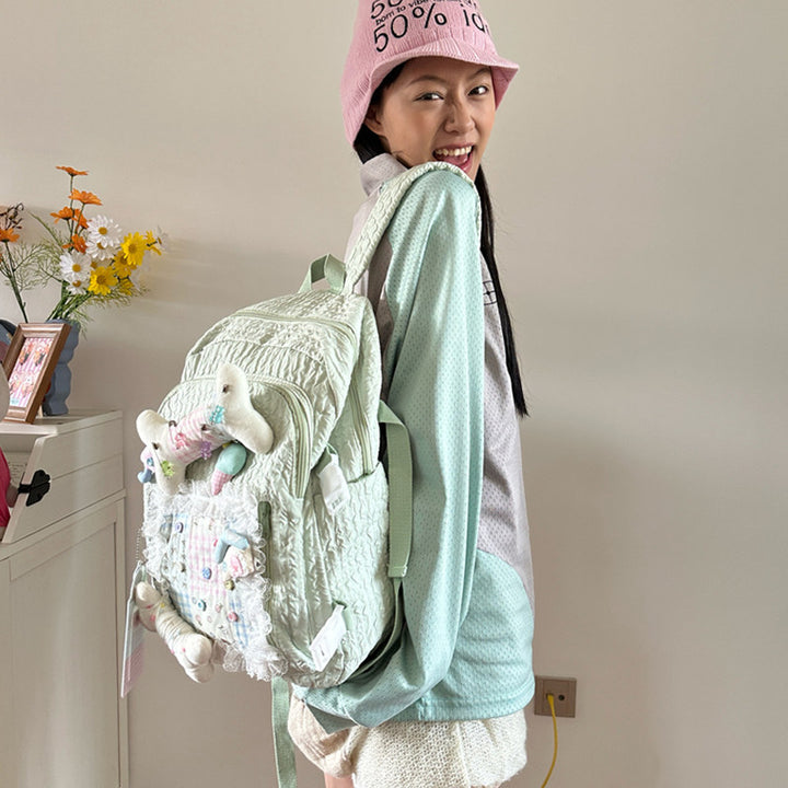 Pastel Mint Bubble Fabric Backpack