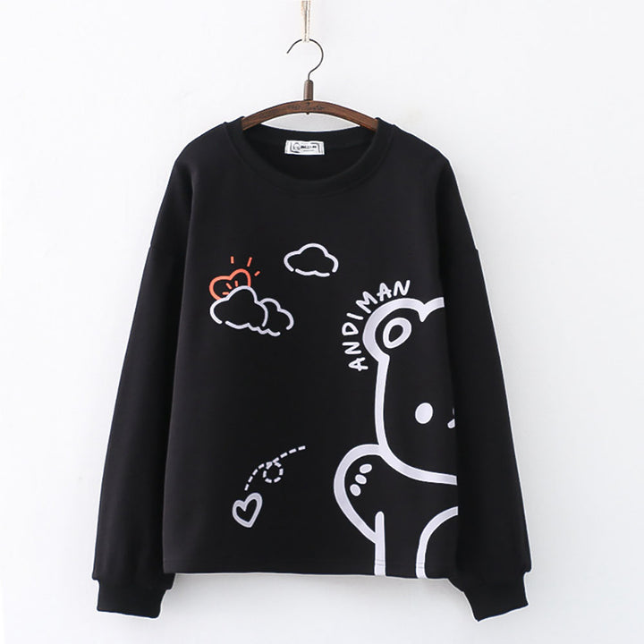 Cartoon Bear Cloud Print Sweatshirt