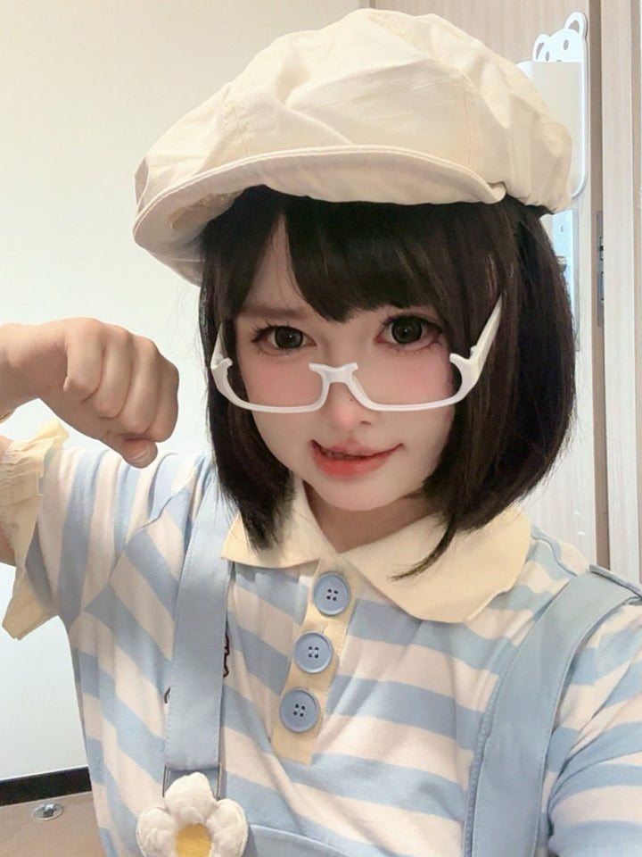 Cream Button Detail Casual Beret