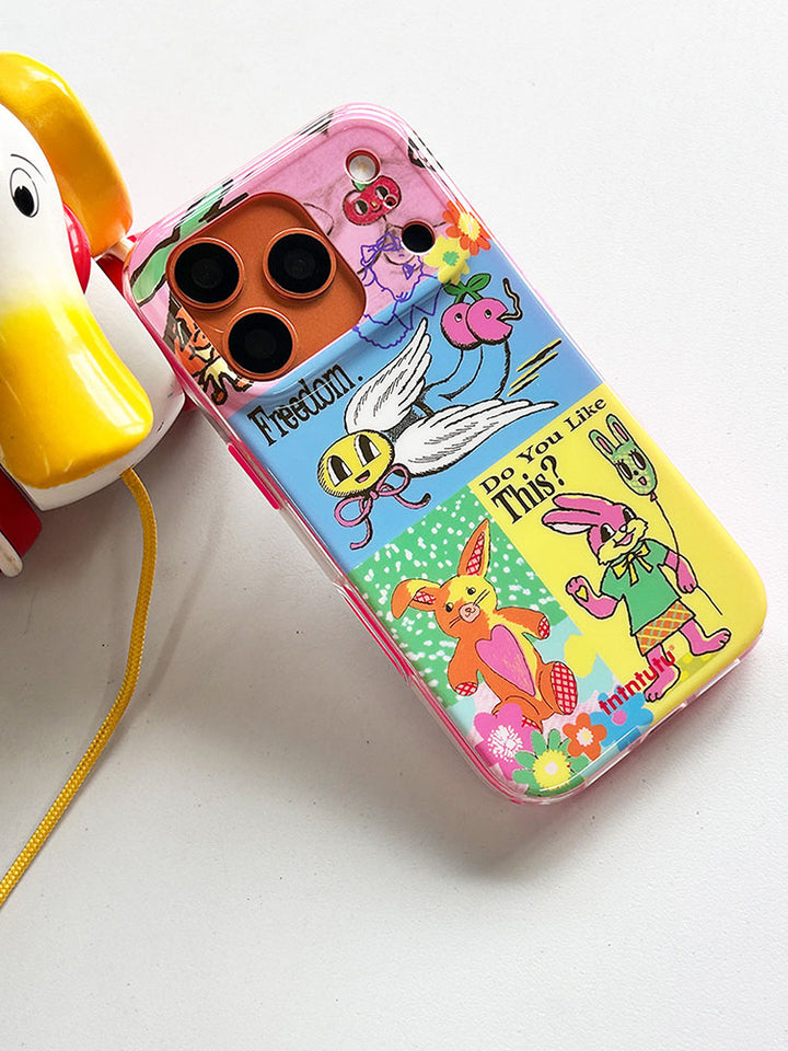 Retro Bunny Collage iPhone Case