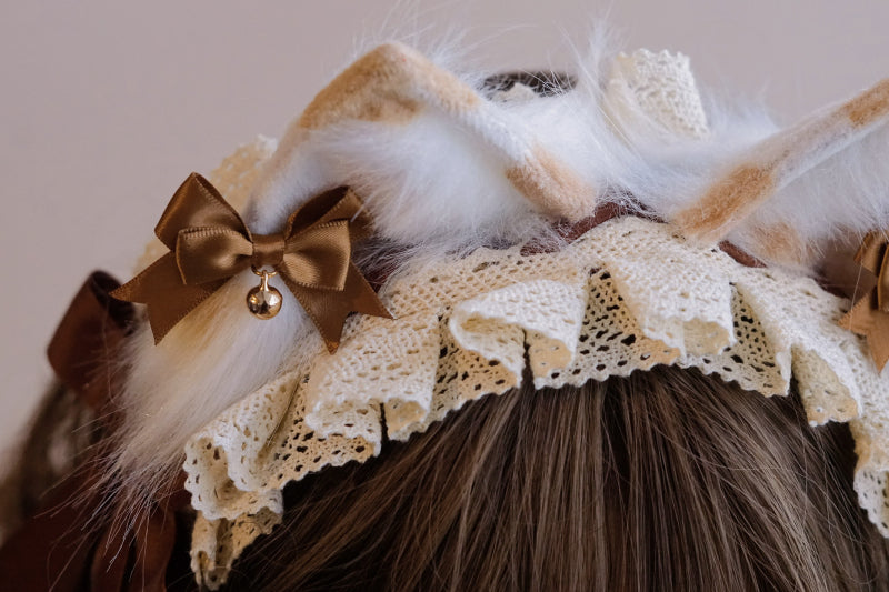 Lolita Brown Bow Bell Cat Ear Headband