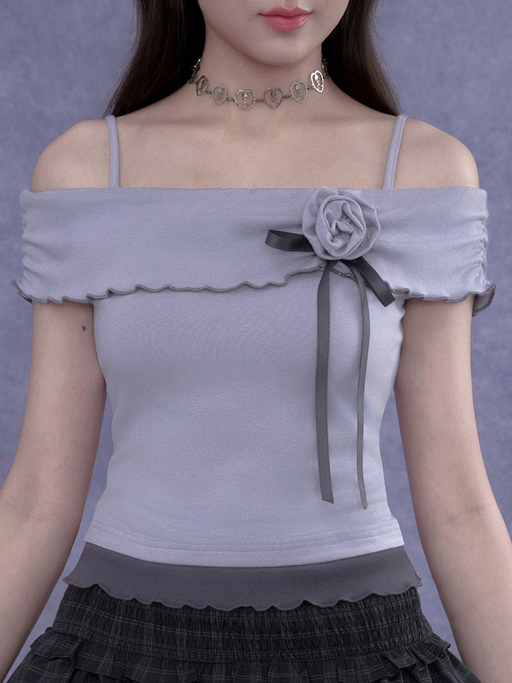 Dainty Lavender Off Shoulder Rose Top