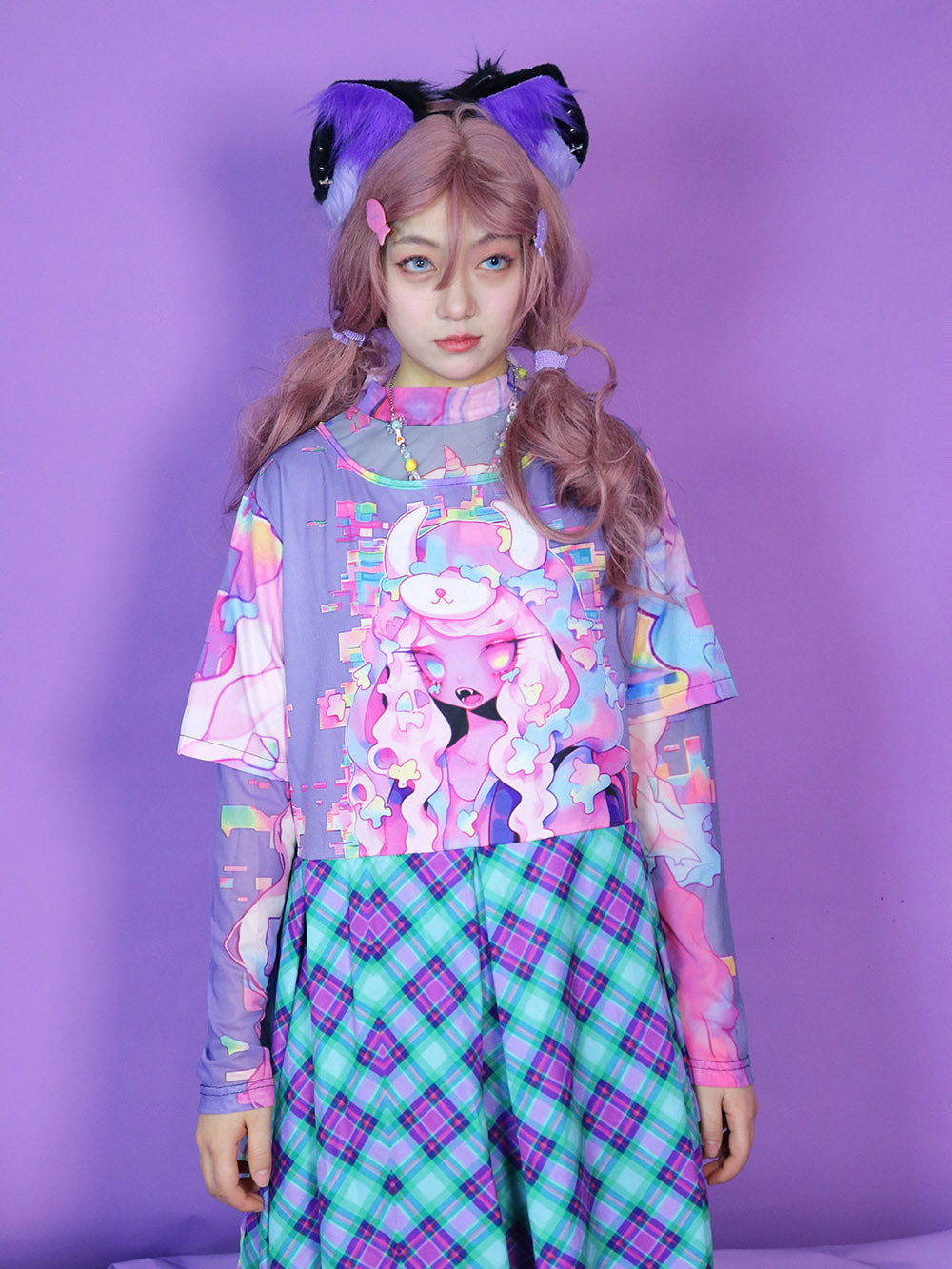 Pastel Anime Graphic Long Sleeve Top