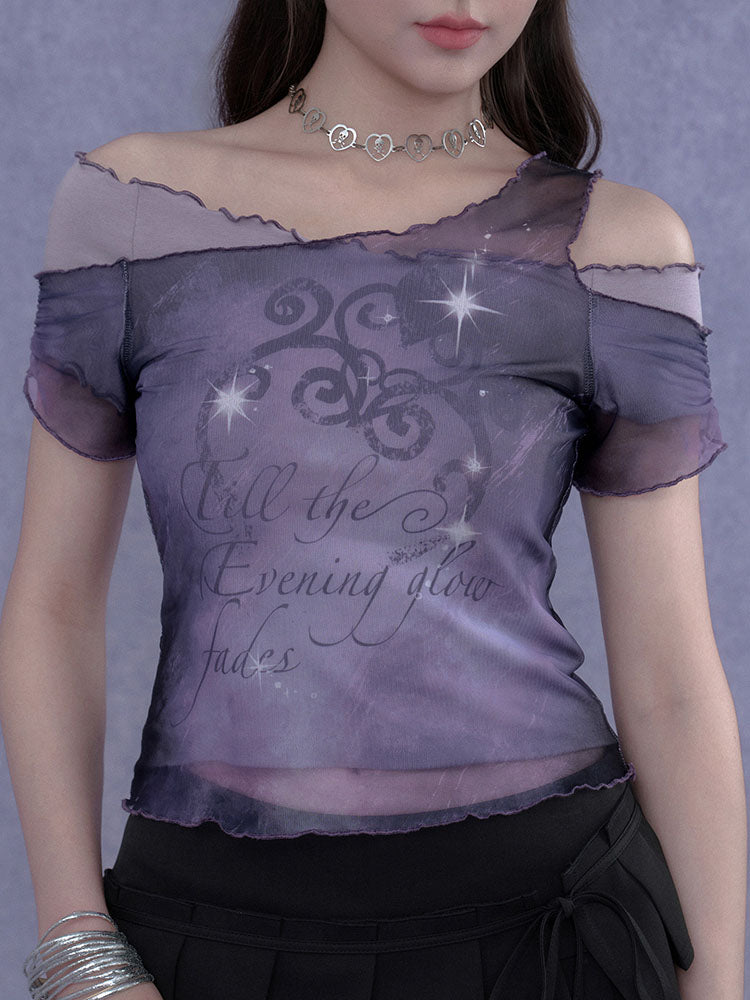 Purple Sheer Off Shoulder Fairy Top