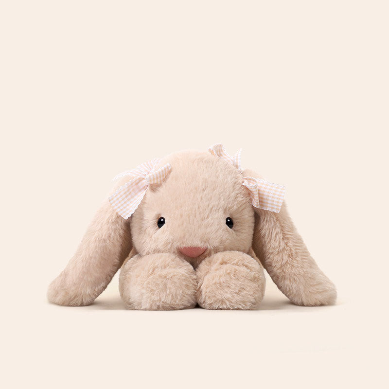 Cute Beige Bow Bunny Plush