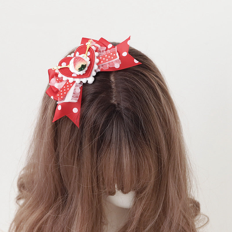 Red Polka Dot Strawberry Hair Clip