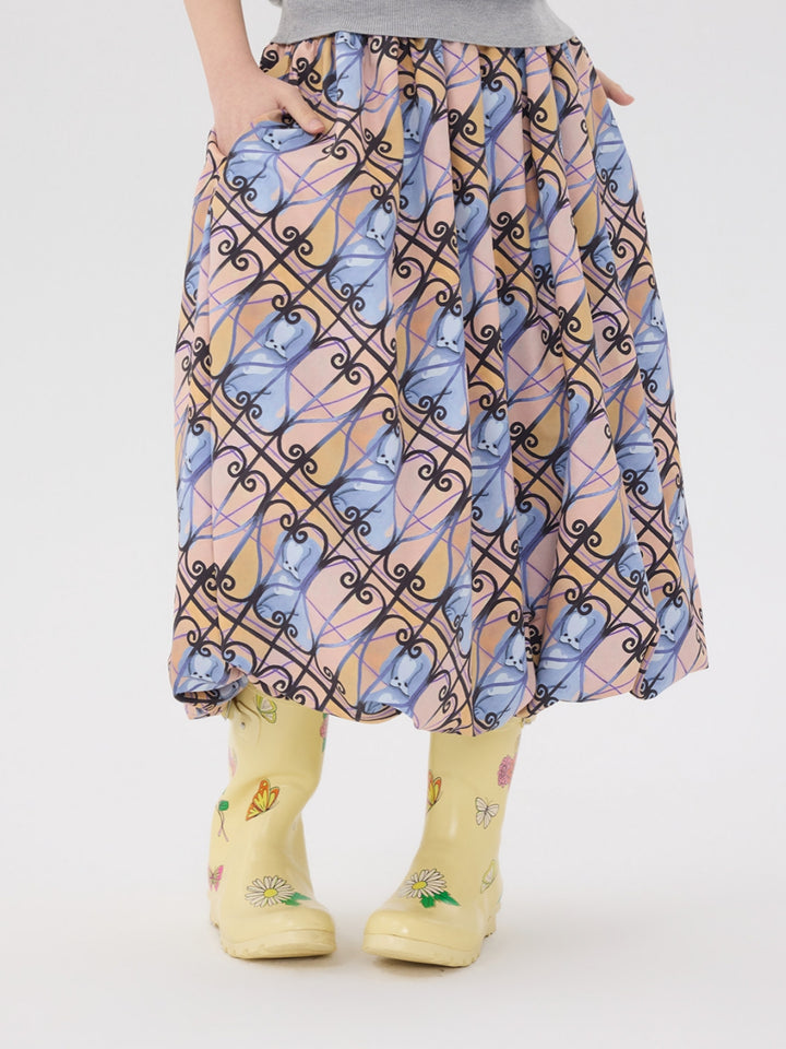 Pastel Animal Print Flare Skirt