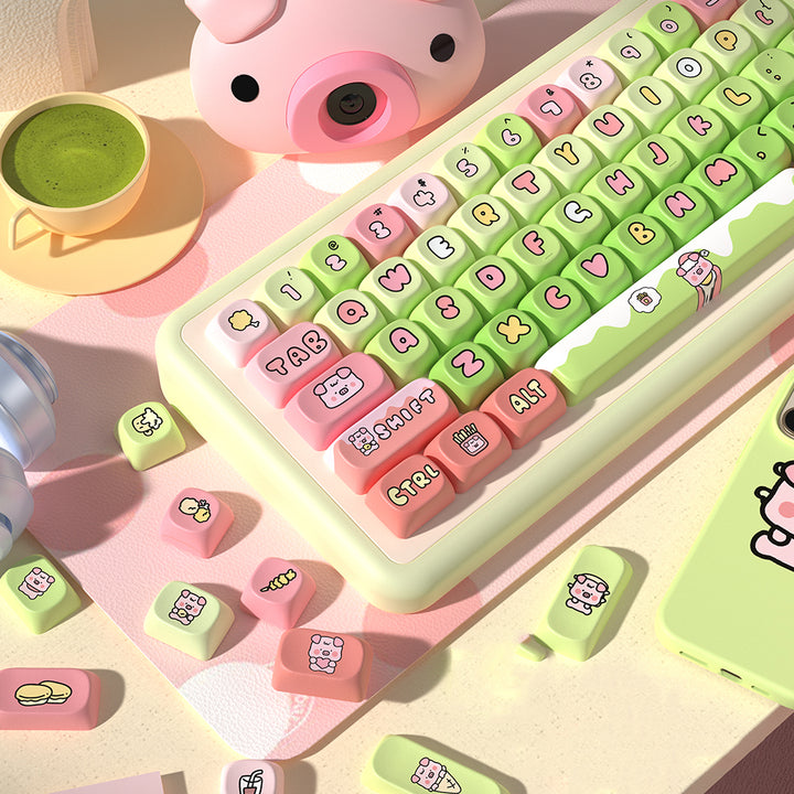 Cartoon Pig Theme MCA Profile Keycaps for Mechanical Keyboards