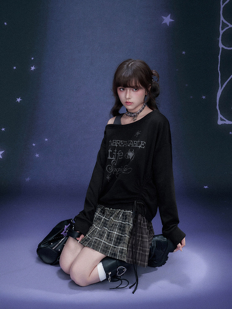 Dark Graffiti Faux Two Piece Dress