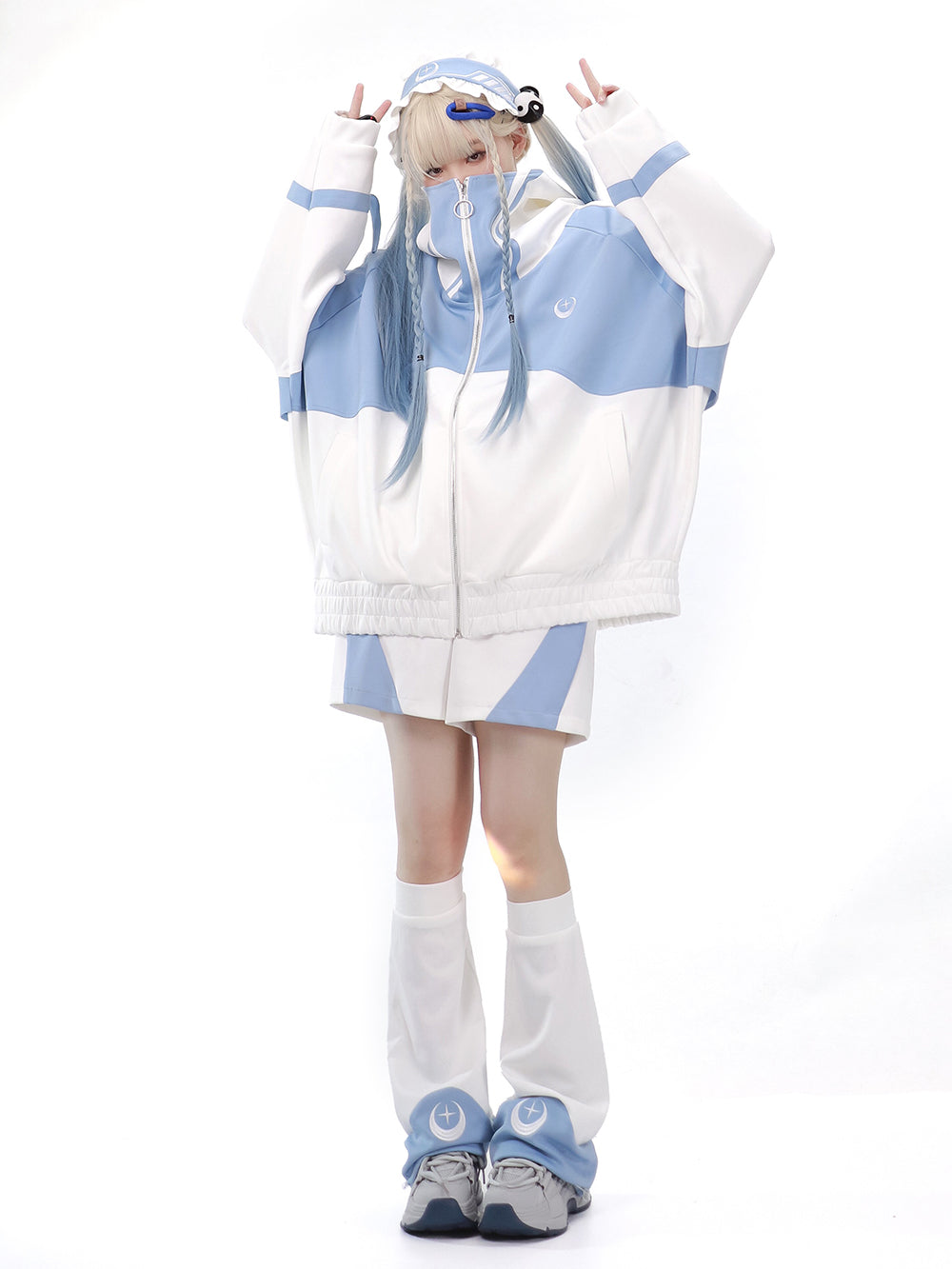 Starwave Signal Cyber Y2K Hooded Jacket Shorts Leg Warmers Headband