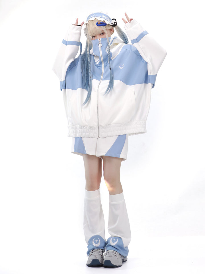 Starwave Signal Cyber Y2K Hooded Jacket Shorts Leg Warmers Headband