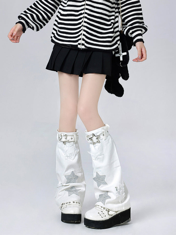 Y2K Star Leg Warmers with Buckle Strap