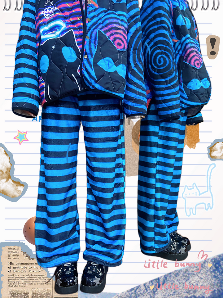 Blue Striped Loose Pants