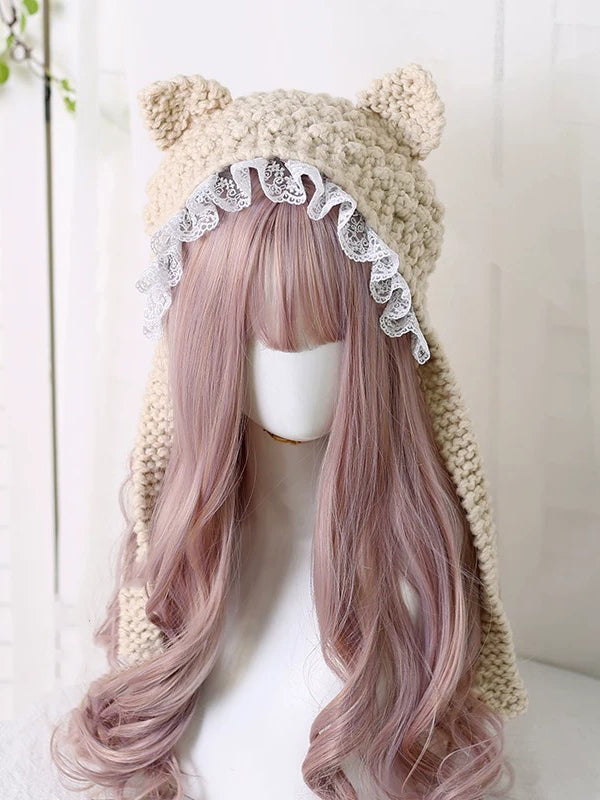 Cat Ear Bowknot Knitted Hat