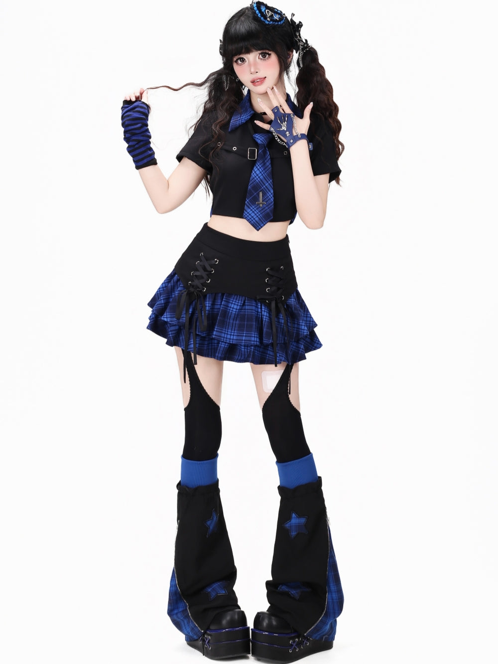 Plaid Star Panel Leg Warmers