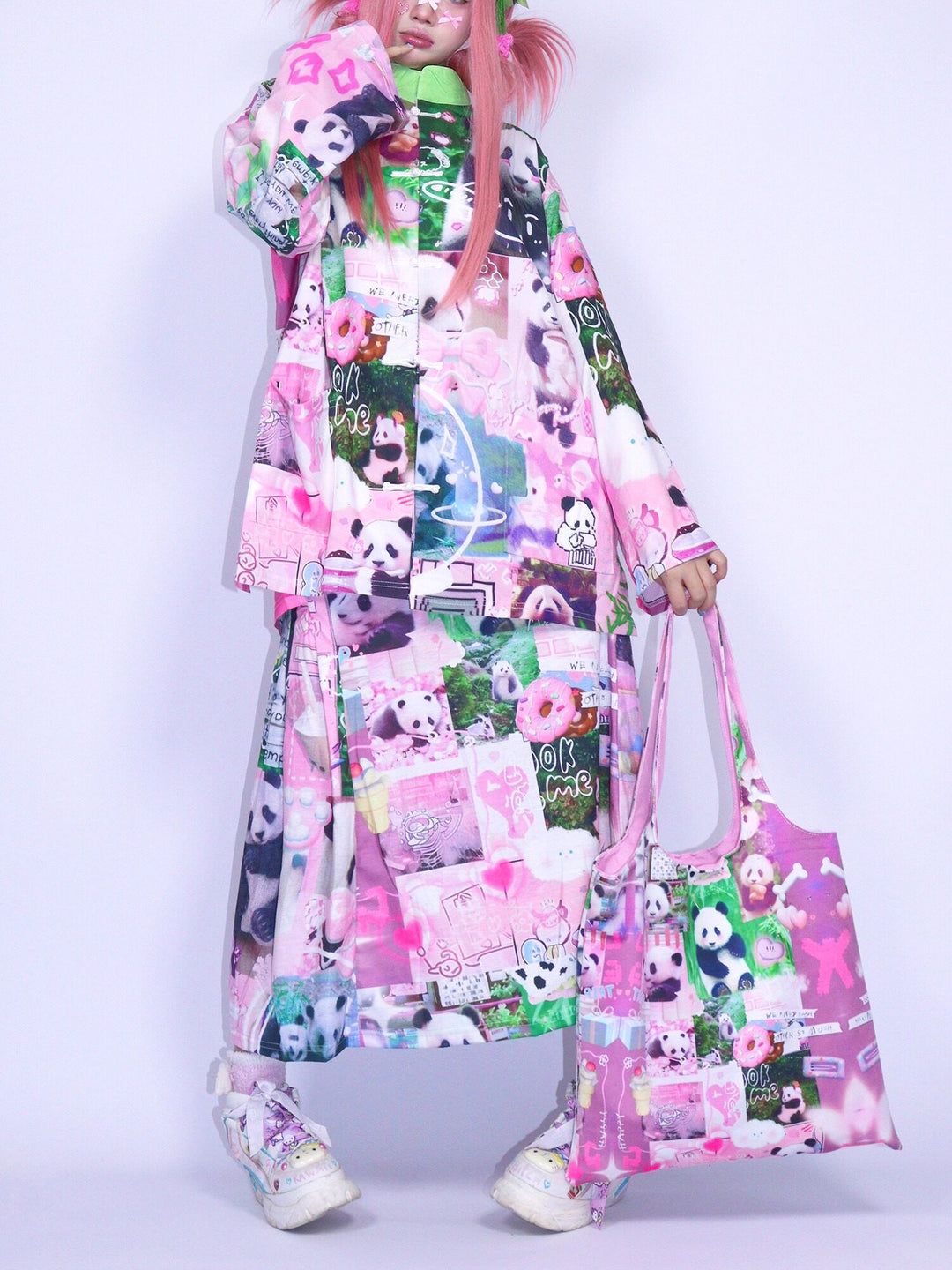 Pink Panda Collage Tote Bag