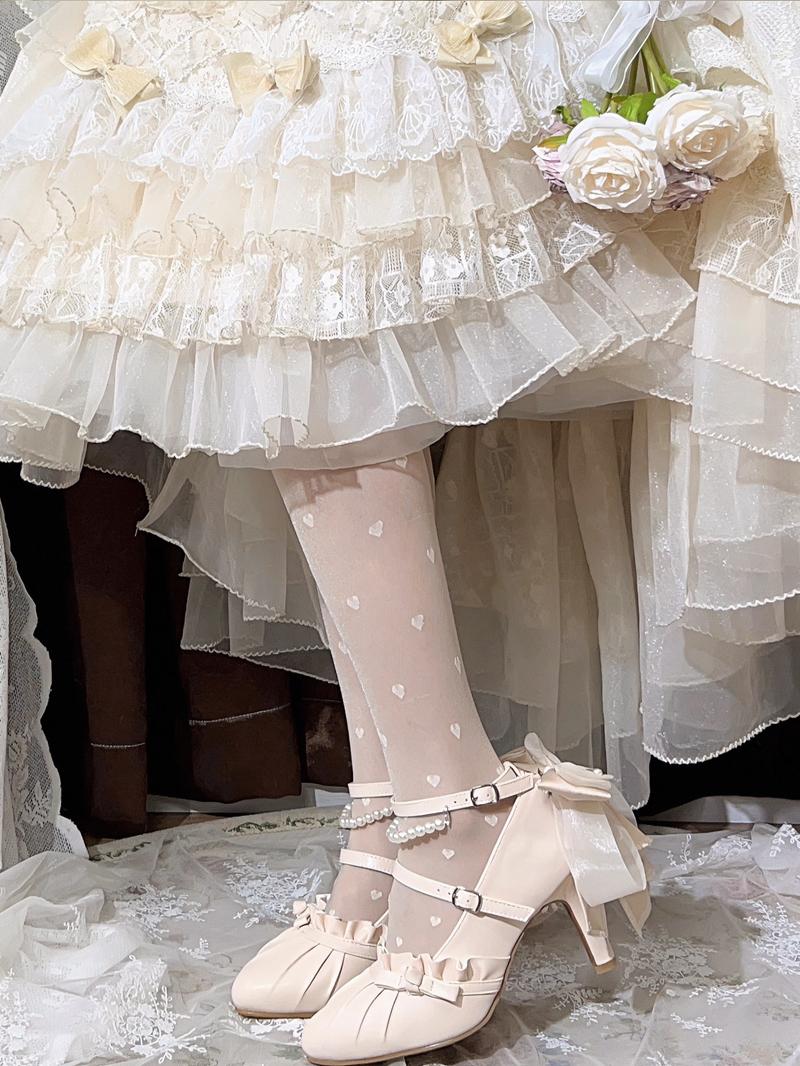 Apricot/White/Pink/Blue Mermaid Princess Bow Lolita High Heels