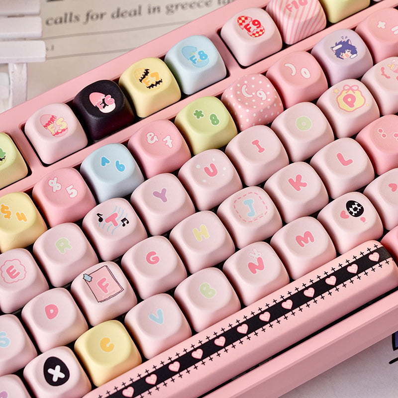 Cute Pink & Pastel Keycaps Set for Mechanical Keyboard