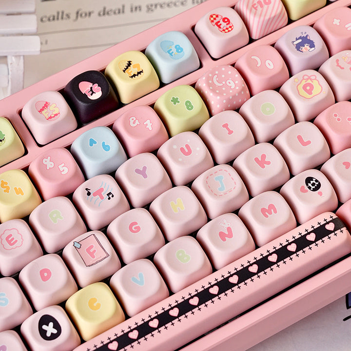 Cute Pink & Pastel Keycaps Set for Mechanical Keyboard