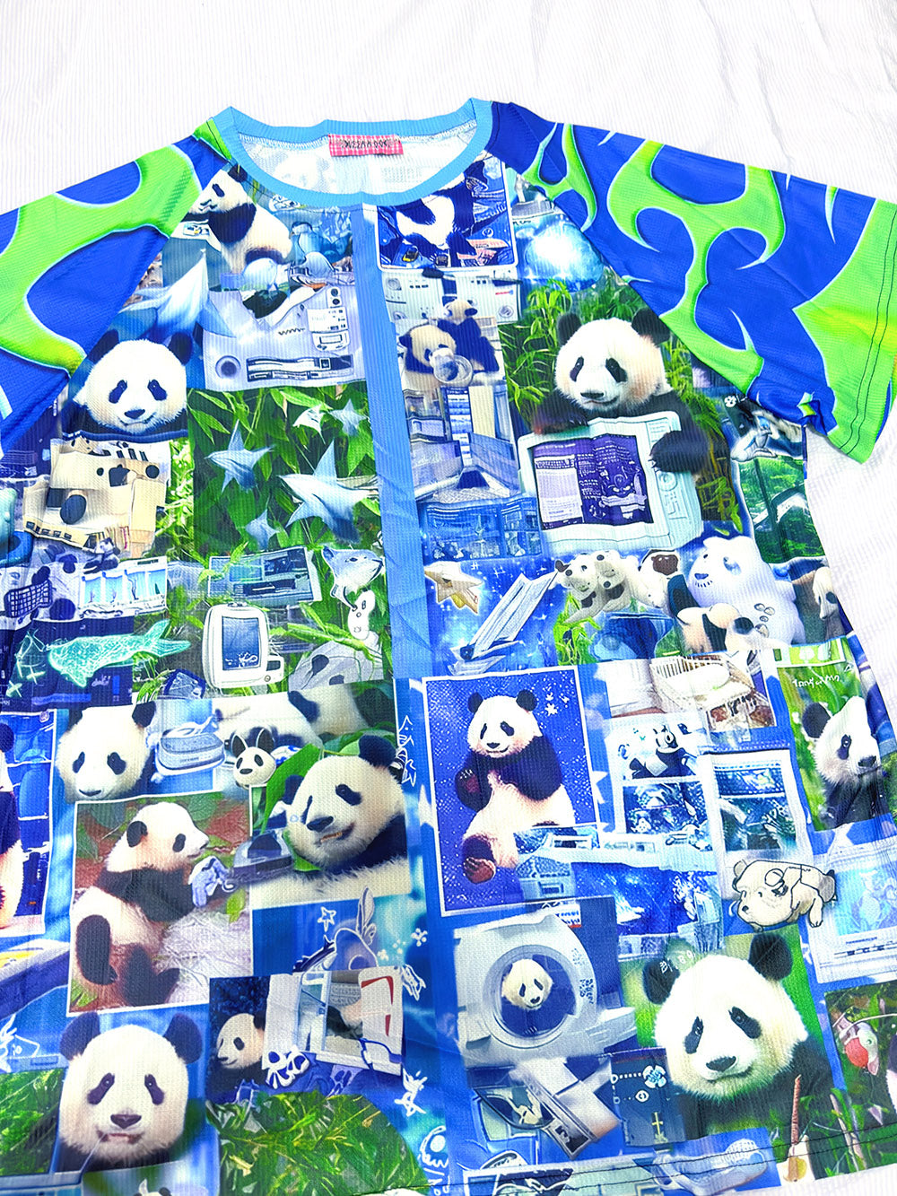 Blue Panda Collage Oversized T Shirt