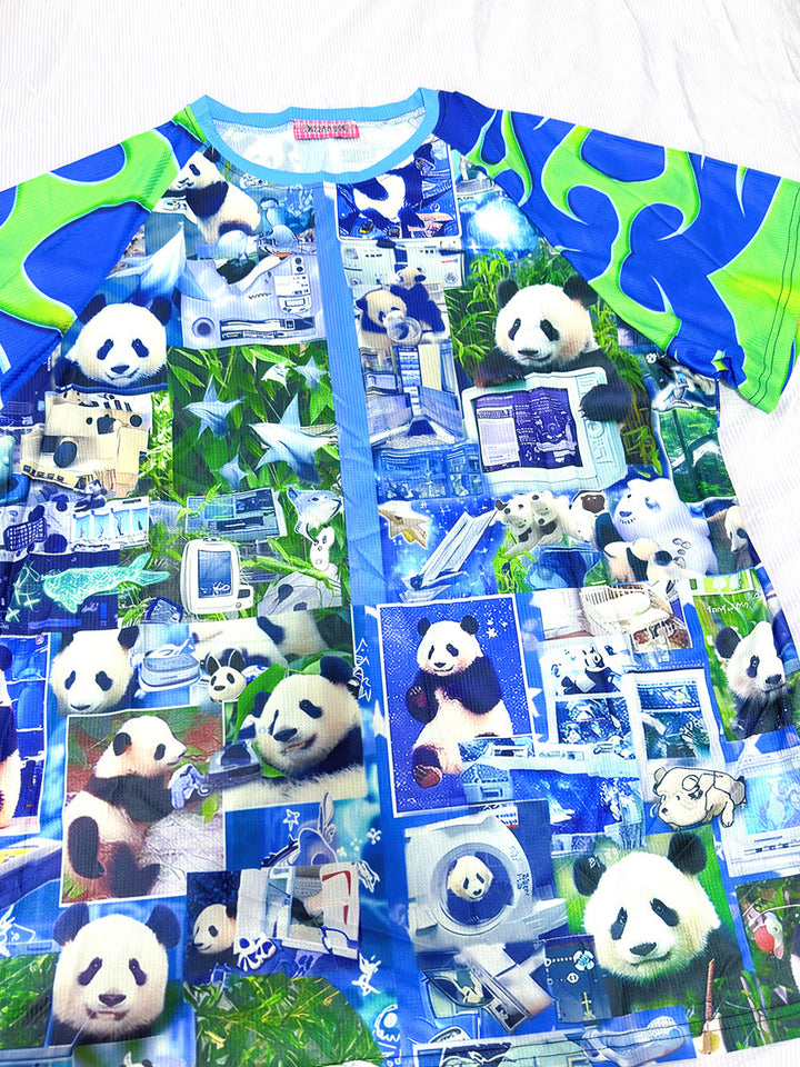 Blue Panda Collage Oversized T Shirt