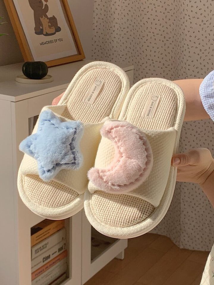 Moon Star Linen Slipper